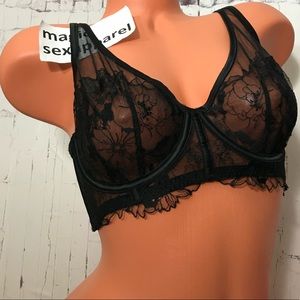 VS LUXE 34 36 38 DEMI BRA SATIN MESH EMBROIDERY FLORAL LACE